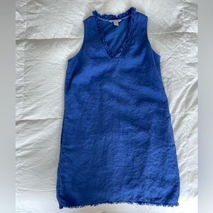 Tommy Bahama Two Palms Ruffle Linen Dress in Mazarine blue, size small petite.